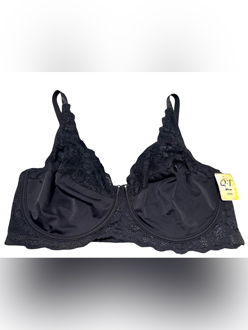 QT Intimates Black Lace Full Coverage Underwire Bra 42DD BNWT